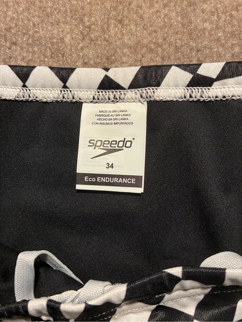 Speedo Black & White Checkerboard Swim Brief - Picture 5 of 8